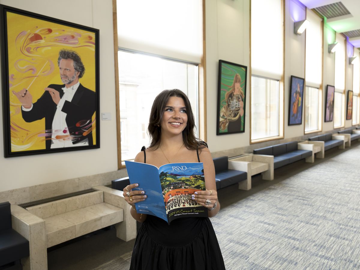 Bold and bright artwork hangs in Glasgow Royal Concert Hall