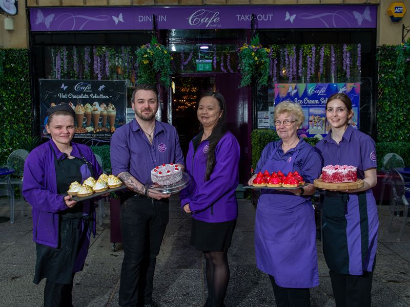 (From left) Nicole Kilday, John Crainie, Cindy McKendrick, Patricia Lynch and Eleanor Ryan at Café Fairfull, Paisley