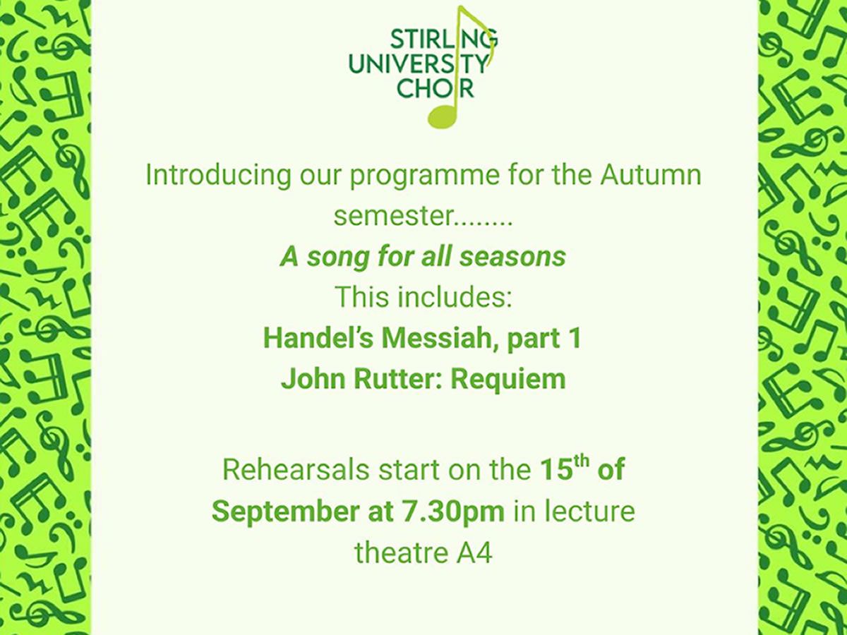 Stirling University Choir: Handel Messiah & Rutter Requiem rehearsals and concert