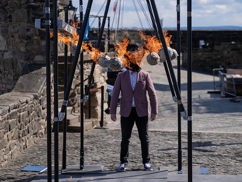 Kevin Quantum, Flaming Canonballs at Edinburgh Castle stunt