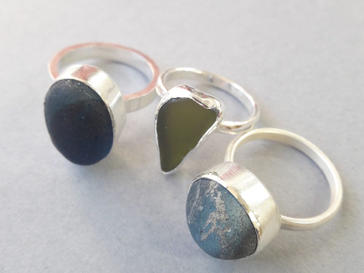 Silver Sea Glass Rings