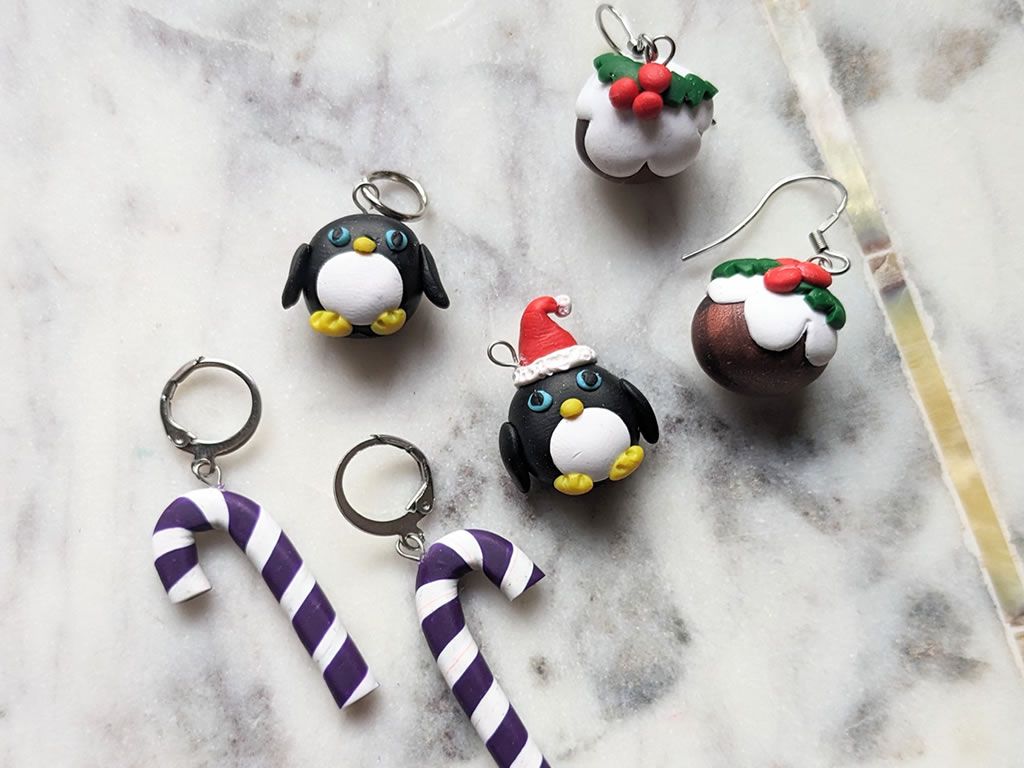 Christmas polymer clay charms workshop with mulled wine/juice and mince pies