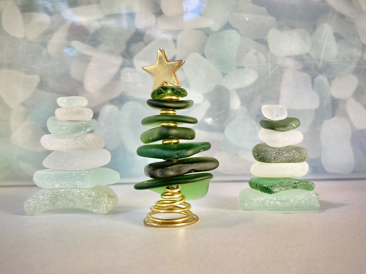 Sea Glass Christmas Trees