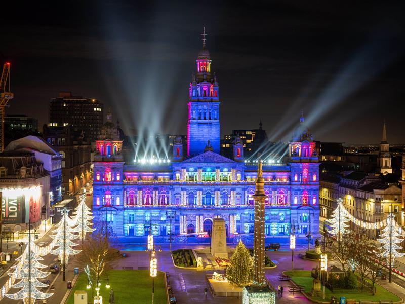Glasgow City Chambers Illuminated