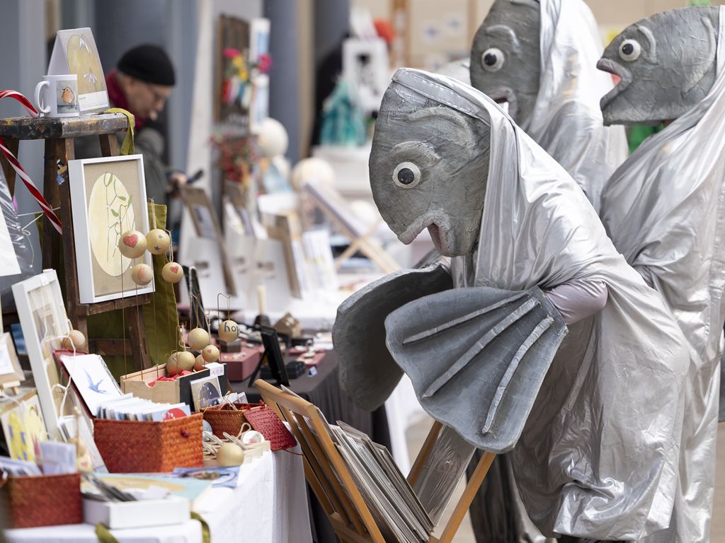 Winter Market at The Briggait sees giant fish and thousands through the doors to support local artists and makers this festive season
