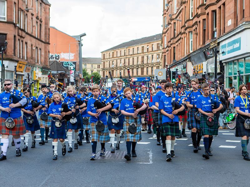Peoples Ford Boghall and Bathgate Caledonia Pipe Band and National Youth  Pipe Band of Scotland