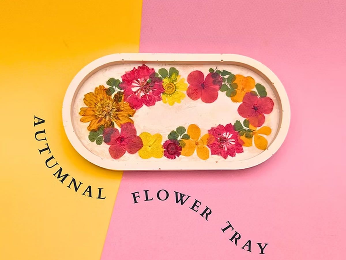 Autumnal Pressed Flowers Tray