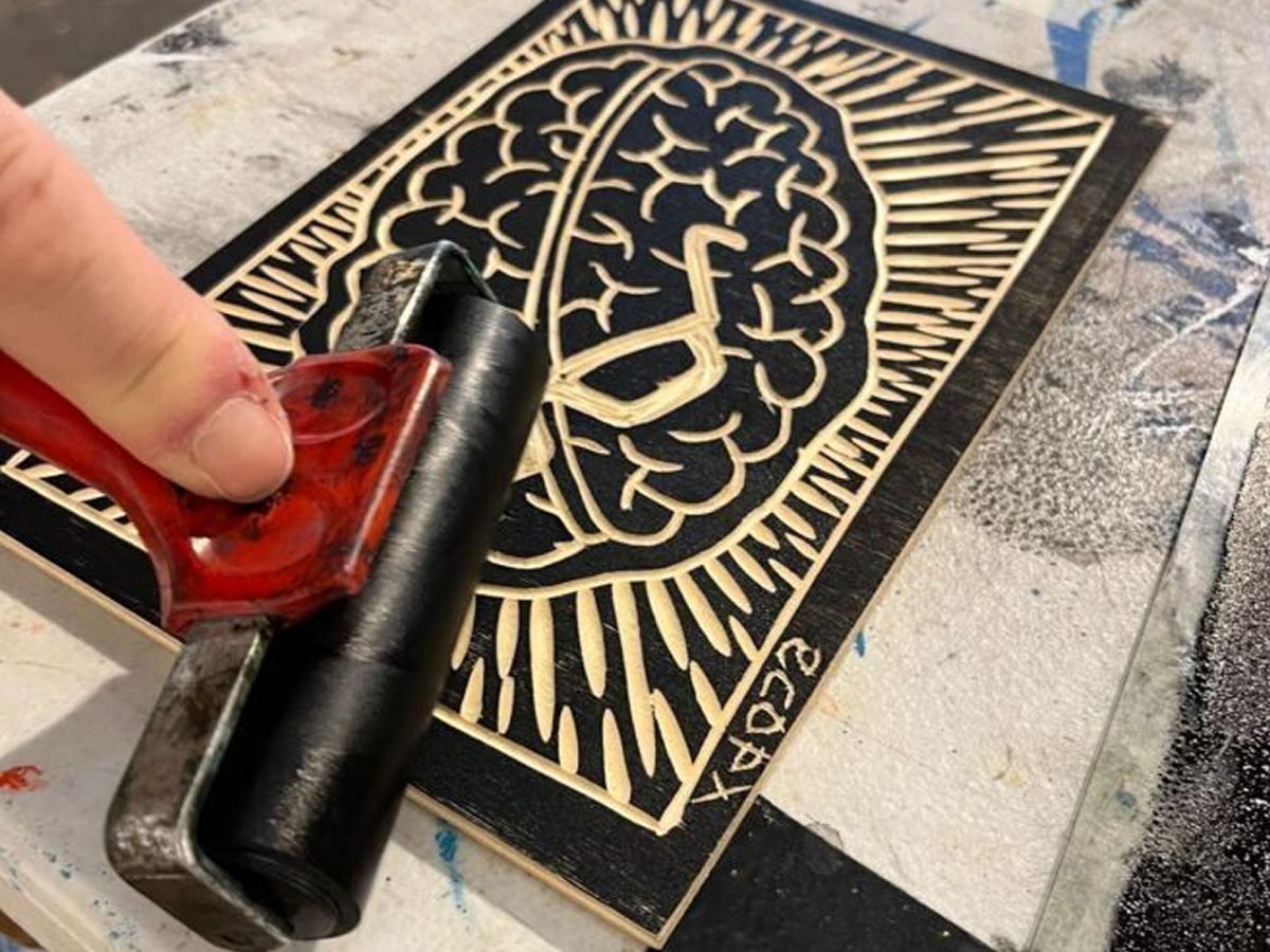 Woodcut Printing with Mobile Print Studio