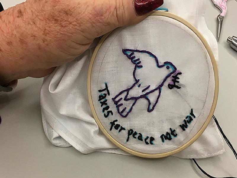 Create your own embroidery peace handkerchief on Conscientious Objectors Memorial Day