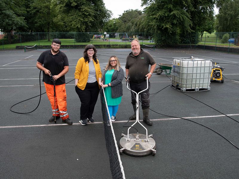 Work underway at Brodie Park as tennis court investment begins in Renfrewshire