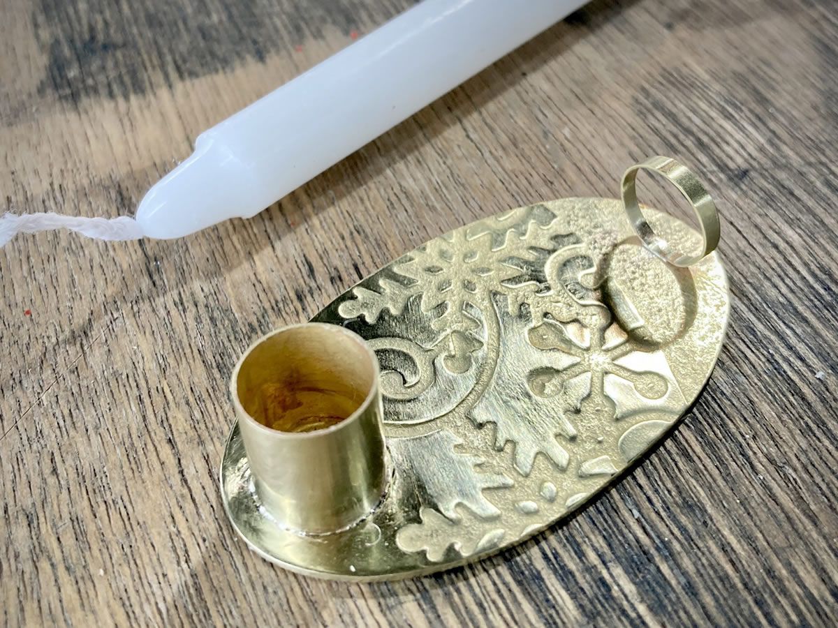 Festive Brass Candle Holder
