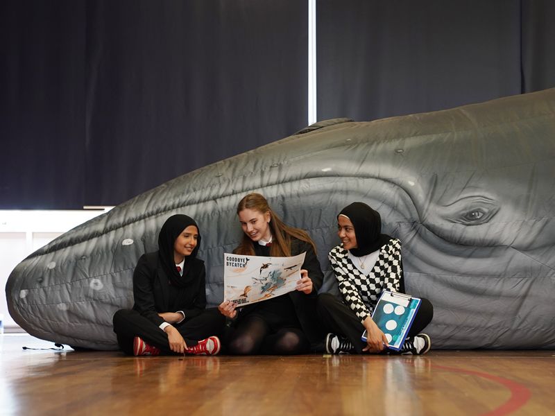 Glasgow secondary school hosts life size inflatable whale with help from Deloitte and Whale and Dolphin Conservation