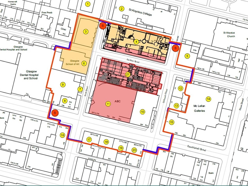 Glasgow City Council update exclusion zone at Glasgow School of Art site