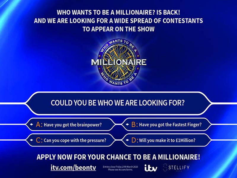 Who Wants To Be A Millionaire: Applications Open!