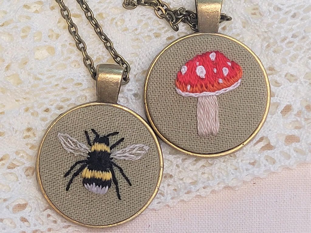Hand Embroidery Class - Make your own pendants