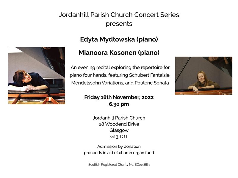 Jordanhill Parish Church Concert Series: Music for Piano Four Hands