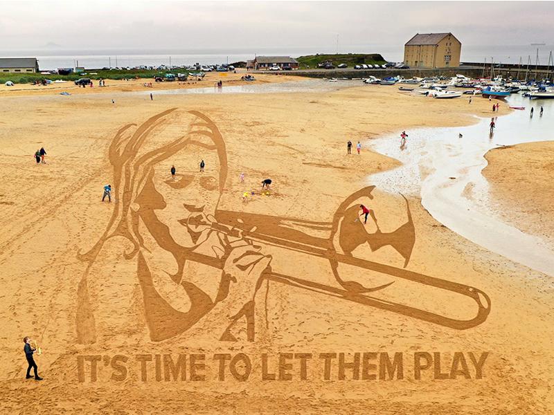 East Neuk Festival giant sand portrait urges support for young musicians