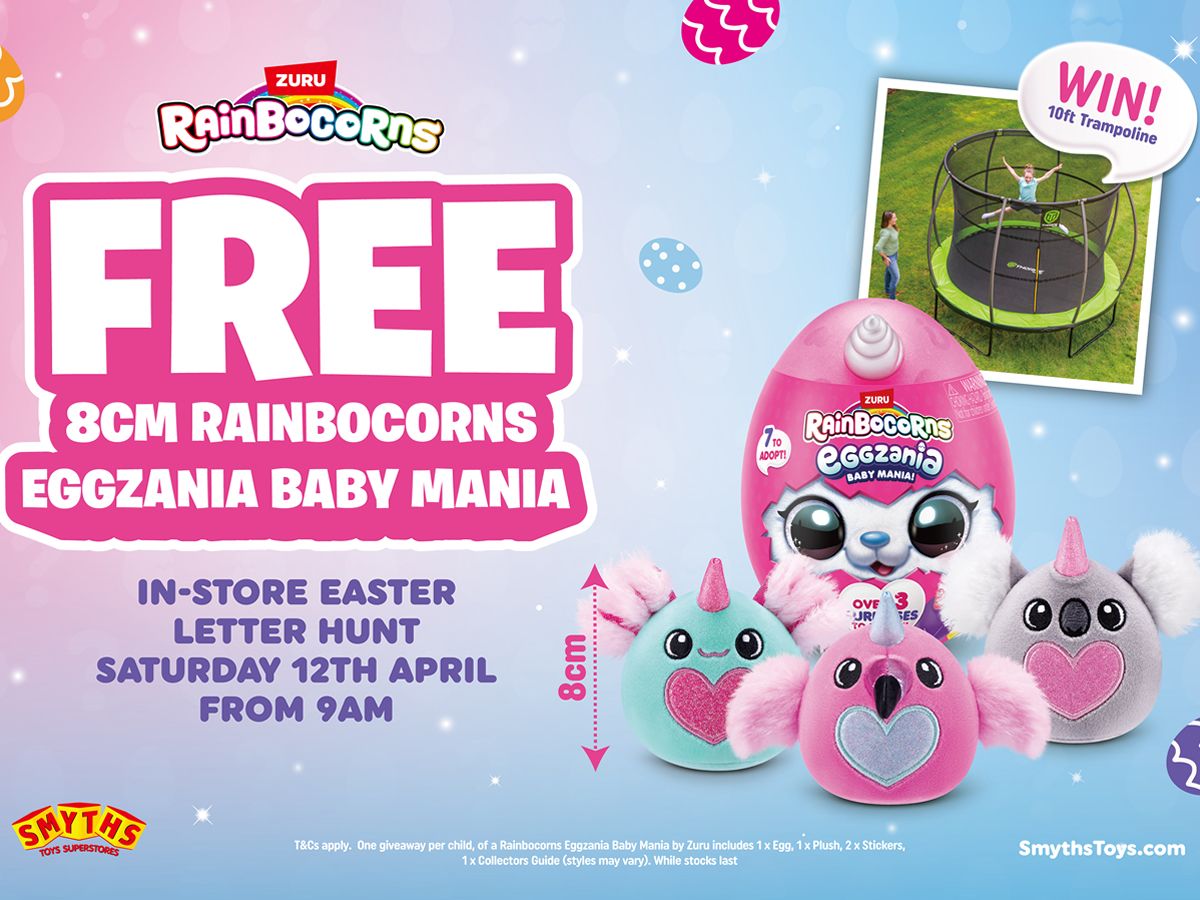 Rainbocorns letter hunt in Smyths Toys Stores this April!