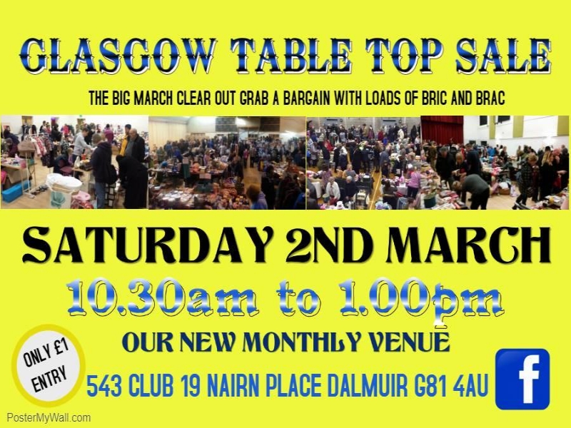 Glasgow Table Top Sale at The 543 Club, Clydebank What's On Glasgow
