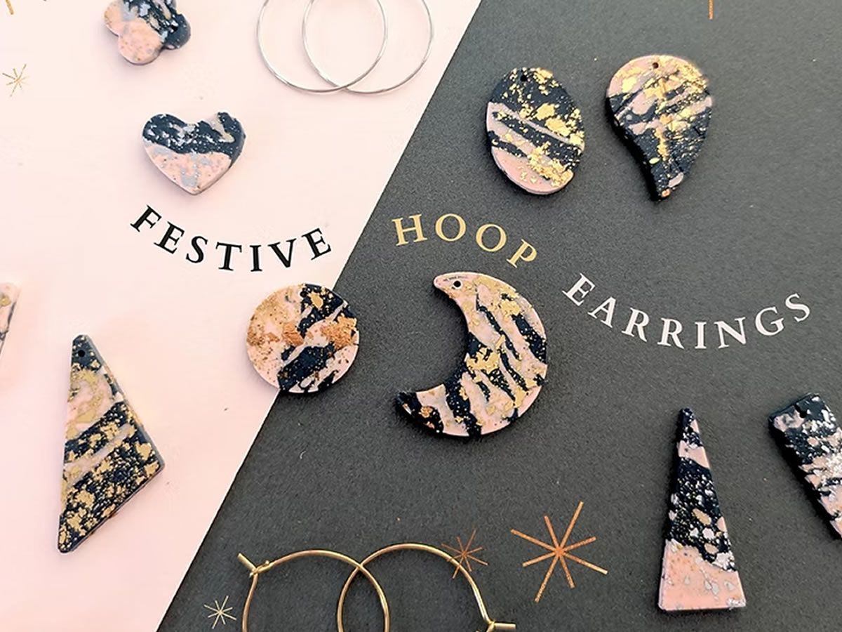 Festive Hoop Earrings with Charms - Eco- Resin Craft Workshop