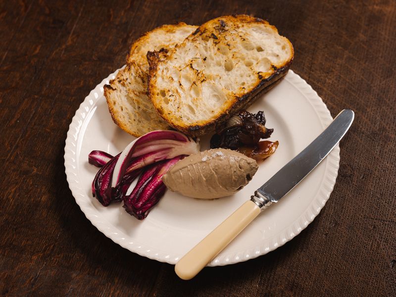 Chicken liver parfait with pickled chicory and toast