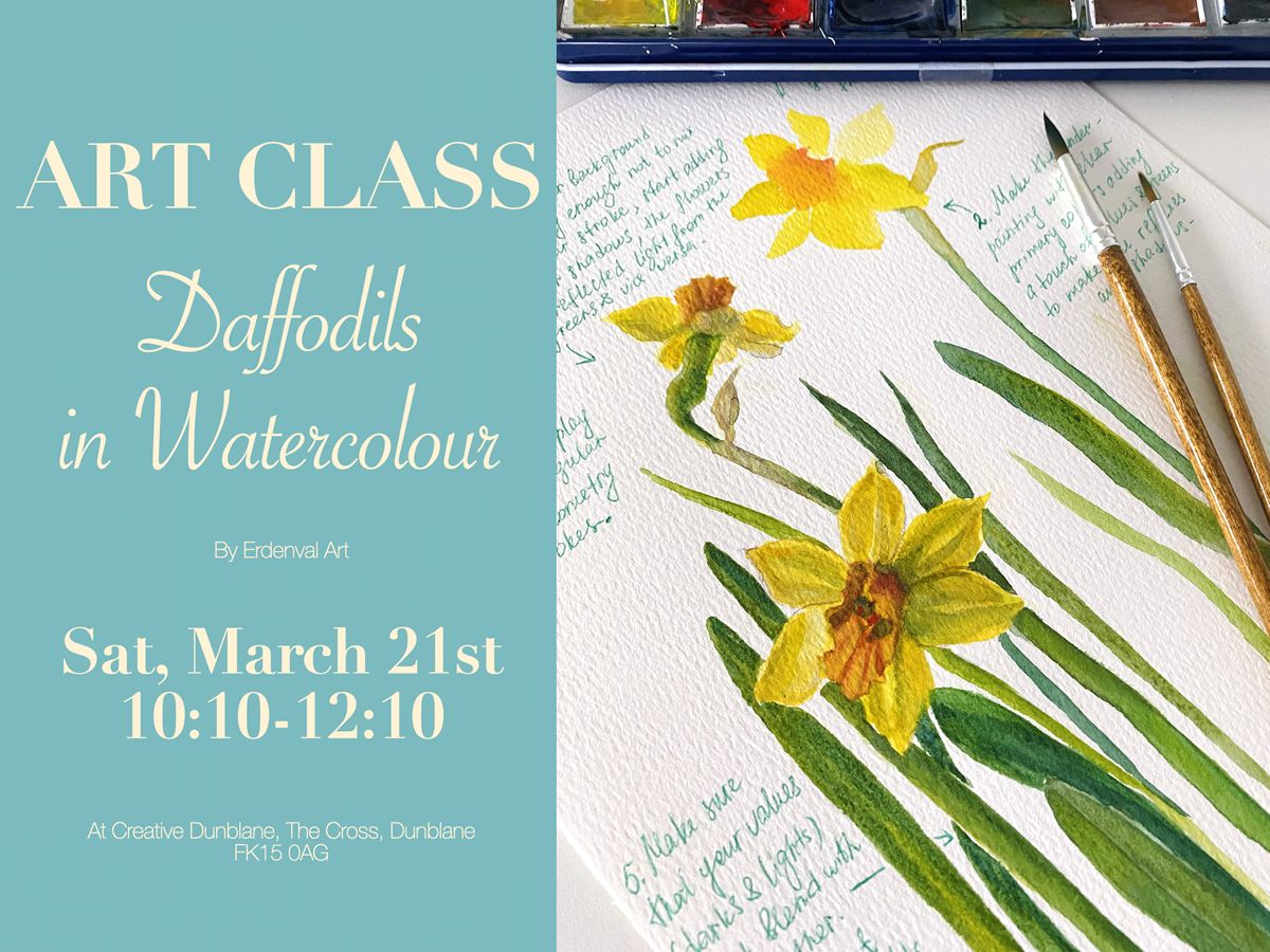 Daffodils in Watercolour Art Class
